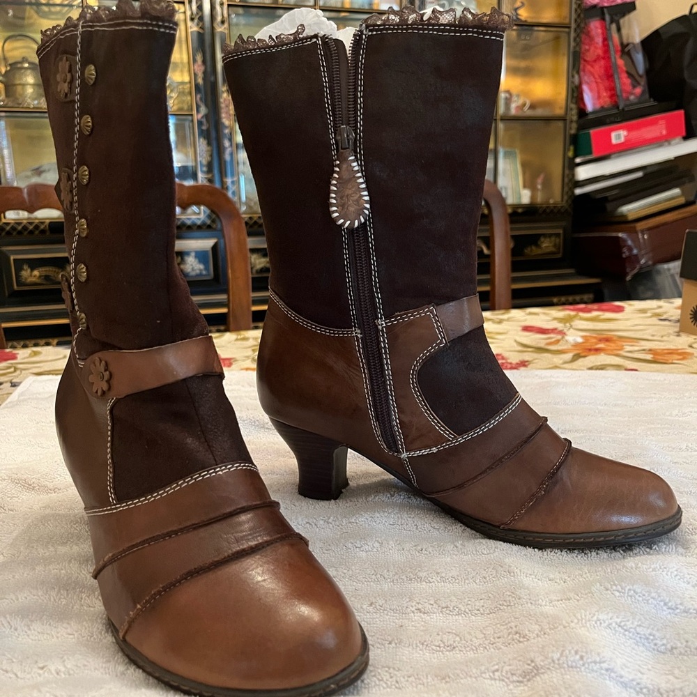 Spring step l’artiste brown leather booties size 9.5-10 , almost new